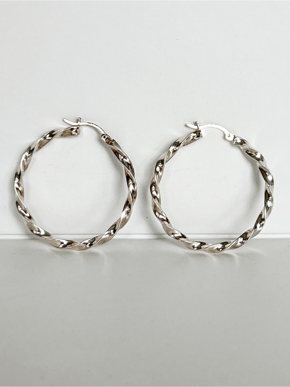 Sterling Silver Twisted Hoop Earrings Spiral Statement Hoops